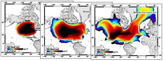 Image showing progression of volcanic ash.